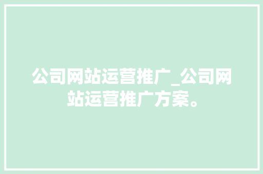 公司网站运营推广_公司网站运营推广方案。 公司网站运营推广_公司网站运营推广方案。 网站建设公司