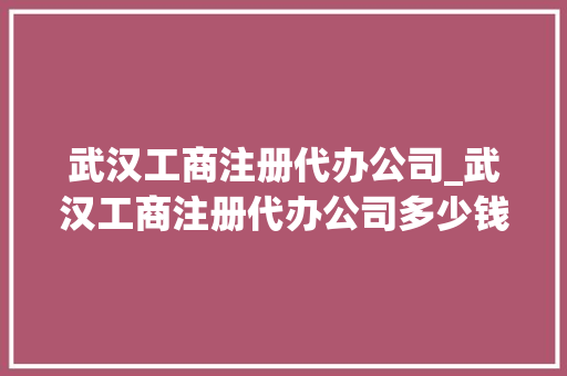 武汉工商注册代办公司_武汉工商注册代办公司多少钱。