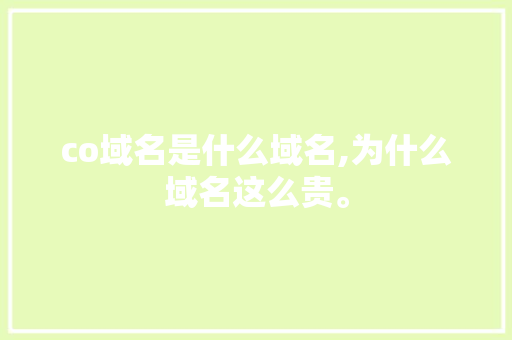 co域名是什么域名,为什么域名这么贵。 co域名是什么域名,为什么域名这么贵。 神马SEO