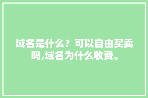 域名是什么？可以自由买卖吗,域名为什么收费。 域名是什么？可以自由买卖吗,域名为什么收费。 百度SEO