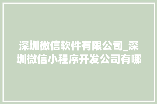 深圳微信软件有限公司_深圳微信小程序开发公司有哪些。 深圳微信软件有限公司_深圳微信小程序开发公司有哪些。 网站建设公司