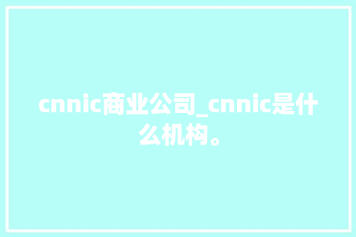 cnnic商业公司_cnnic是什么机构。 cnnic商业公司_cnnic是什么机构。 网站建设公司