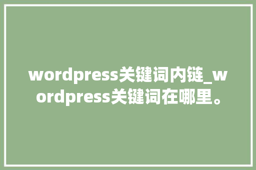 wordpress关键词内链_wordpress关键词在哪里。 wordpress关键词内链_wordpress关键词在哪里。 SEO关键词