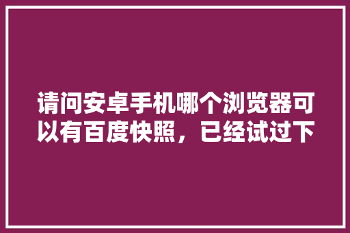 请问安卓手机哪个浏览器可以有百度快照，已经试过下载手机百度但是没有，谢谢,为什么百度快照不更新了。 请问安卓手机哪个浏览器可以有百度快照，已经试过下载手机百度但是没有，谢谢,为什么百度快照不更新了。 SEO关键词