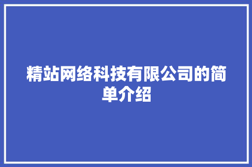 精站网络科技有限公司的简单介绍 精站网络科技有限公司的简单介绍 网站建设公司