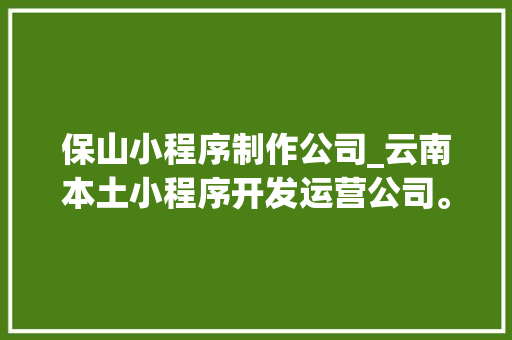 保山小程序制作公司_云南本土小程序开发运营公司。 保山小程序制作公司_云南本土小程序开发运营公司。 网站建设公司