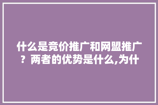 什么是竞价推广和网盟推广？两者的优势是什么,为什么网页有百度推广功能。 什么是竞价推广和网盟推广？两者的优势是什么,为什么网页有百度推广功能。 百度SEO