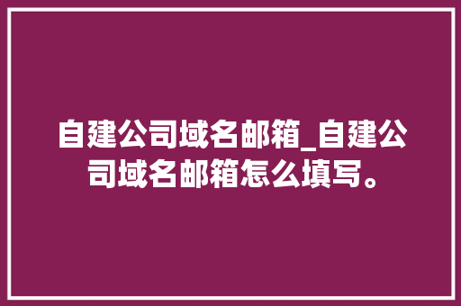 自建公司域名邮箱_自建公司域名邮箱怎么填写。 自建公司域名邮箱_自建公司域名邮箱怎么填写。 网站建设公司