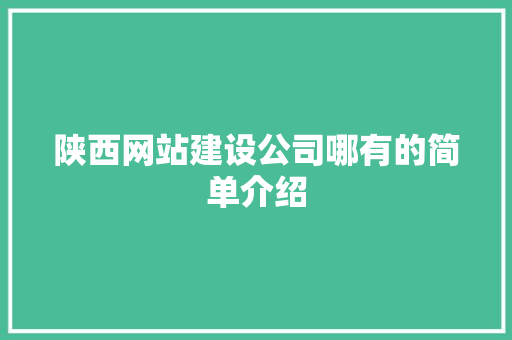 陕西网站建设公司哪有的简单介绍 陕西网站建设公司哪有的简单介绍 网站建设公司