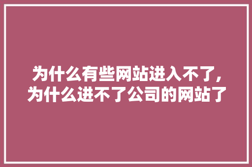 为什么有些网站进入不了,为什么进不了公司的网站了。 为什么有些网站进入不了,为什么进不了公司的网站了。 百度SEO