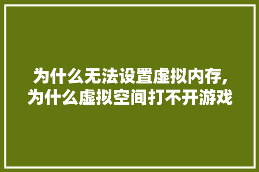 为什么无法设置虚拟内存,为什么虚拟空间打不开游戏。 为什么无法设置虚拟内存,为什么虚拟空间打不开游戏。 搜狗SEO