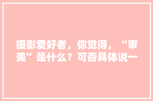 摄影爱好者，你觉得，“审美”是什么？可否具体说一说,为什么设计师要审美能力呢。 摄影爱好者，你觉得，“审美”是什么？可否具体说一说,为什么设计师要审美能力呢。 神马SEO