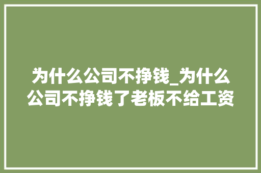 为什么公司不挣钱_为什么公司不挣钱了老板不给工资。 为什么公司不挣钱_为什么公司不挣钱了老板不给工资。 网站建设公司