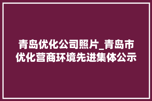 青岛优化公司照片_青岛市优化营商环境先进集体公示。 青岛优化公司照片_青岛市优化营商环境先进集体公示。 网站建设公司