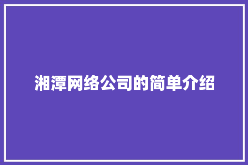 湘潭网络公司的简单介绍 湘潭网络公司的简单介绍 网站建设公司