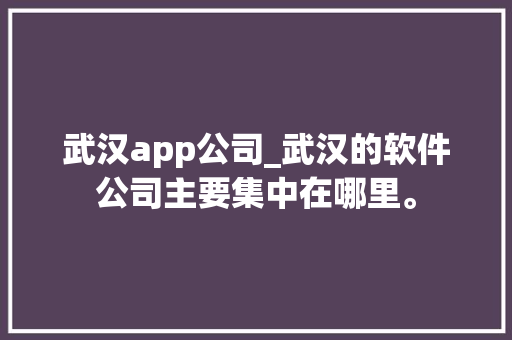 武汉app公司_武汉的软件公司主要集中在哪里。 武汉app公司_武汉的软件公司主要集中在哪里。 网站建设公司