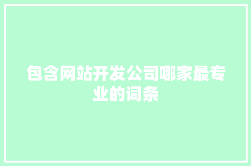 包含网站开发公司哪家最专业的词条 包含网站开发公司哪家最专业的词条 网站建设公司