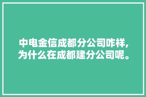 中电金信成都分公司咋样,为什么在成都建分公司呢。 中电金信成都分公司咋样,为什么在成都建分公司呢。 神马SEO