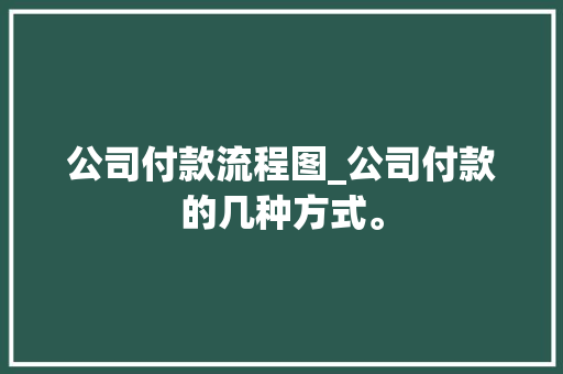 公司付款流程图_公司付款的几种方式。 公司付款流程图_公司付款的几种方式。 网站建设公司