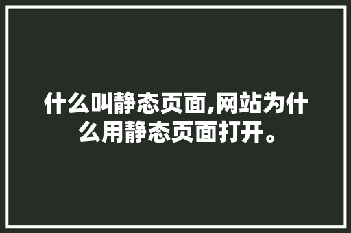什么叫静态页面,网站为什么用静态页面打开。 什么叫静态页面,网站为什么用静态页面打开。 百度SEO