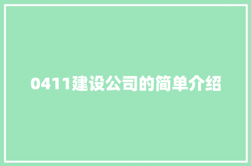 0411建设公司的简单介绍 0411建设公司的简单介绍 网站建设公司