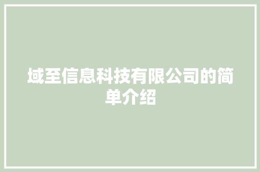 域至信息科技有限公司的简单介绍 域至信息科技有限公司的简单介绍 网站建设公司