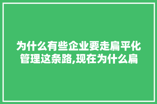 为什么有些企业要走扁平化管理这条路,现在为什么扁平化这么严重。 为什么有些企业要走扁平化管理这条路,现在为什么扁平化这么严重。 百度SEO