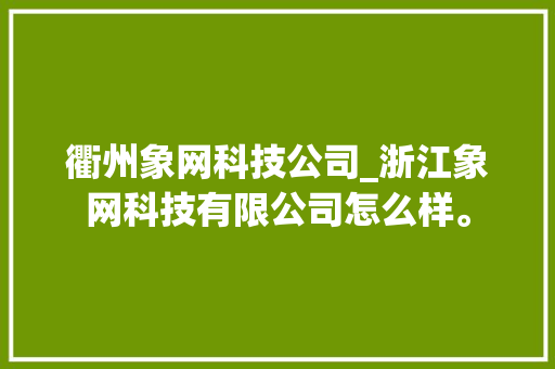 衢州象网科技公司_浙江象网科技有限公司怎么样。 衢州象网科技公司_浙江象网科技有限公司怎么样。 网站建设公司