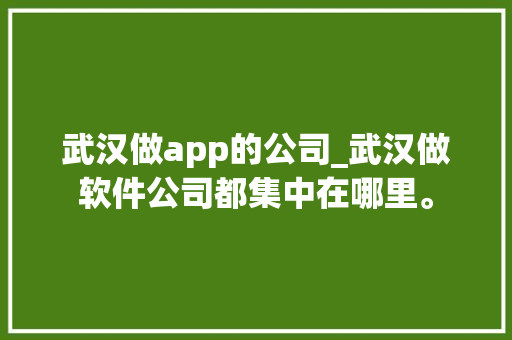 武汉做app的公司_武汉做软件公司都集中在哪里。 武汉做app的公司_武汉做软件公司都集中在哪里。 网站建设公司