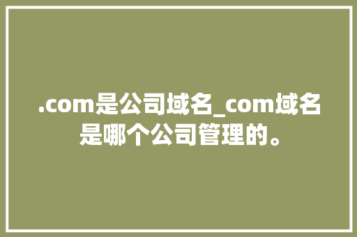 .com是公司域名_com域名是哪个公司管理的。 .com是公司域名_com域名是哪个公司管理的。 网站建设公司