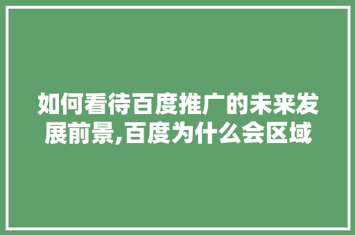 如何看待百度推广的未来发展前景,百度为什么会区域排名变动。 如何看待百度推广的未来发展前景,百度为什么会区域排名变动。 必应SEO