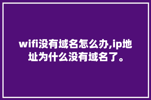 wifi没有域名怎么办,ip地址为什么没有域名了。 wifi没有域名怎么办,ip地址为什么没有域名了。 网站建设公司