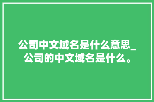 公司中文域名是什么意思_公司的中文域名是什么。 公司中文域名是什么意思_公司的中文域名是什么。 网站建设公司