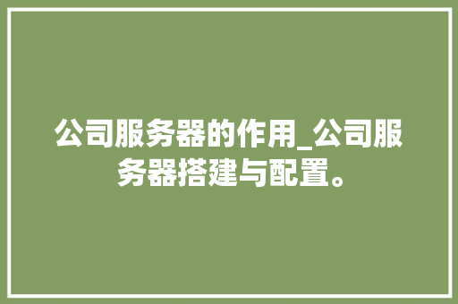 公司服务器的作用_公司服务器搭建与配置。 公司服务器的作用_公司服务器搭建与配置。 网站建设公司
