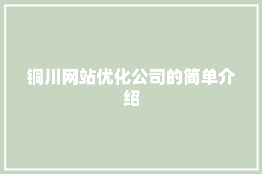 铜川网站优化公司的简单介绍 铜川网站优化公司的简单介绍 网站建设公司