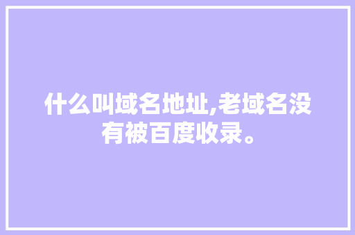 什么叫域名地址,老域名没有被百度收录。 什么叫域名地址,老域名没有被百度收录。 神马SEO