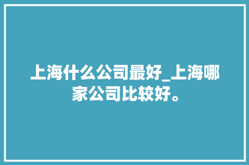 上海什么公司最好_上海哪家公司比较好。 上海什么公司最好_上海哪家公司比较好。 网站建设公司