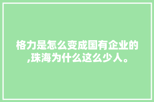 格力是怎么变成国有企业的,珠海为什么这么少人。 格力是怎么变成国有企业的,珠海为什么这么少人。 网站建设公司