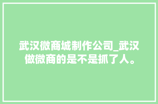 武汉微商城制作公司_武汉做微商的是不是抓了人。 武汉微商城制作公司_武汉做微商的是不是抓了人。 网站建设公司