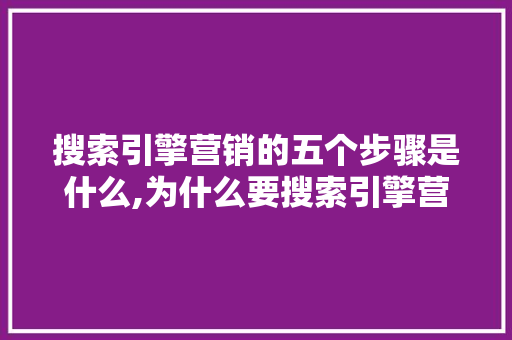 搜索引擎营销的五个步骤是什么,为什么要搜索引擎营销呢。 搜索引擎营销的五个步骤是什么,为什么要搜索引擎营销呢。 必应SEO