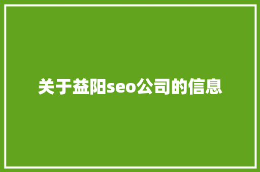关于益阳seo公司的信息 关于益阳seo公司的信息 网站建设公司