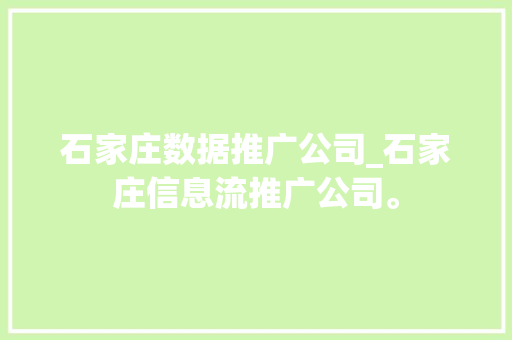 石家庄数据推广公司_石家庄信息流推广公司。 石家庄数据推广公司_石家庄信息流推广公司。 网站建设公司