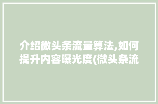 介绍微头条流量算法,如何提升内容曝光度(微头条流量算法)