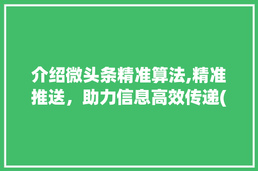 介绍微头条精准算法,精准推送，助力信息高效传递(微头条精准算法)