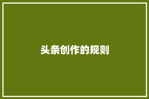 头条创作的规则 头条创作的规则 网站建设公司
