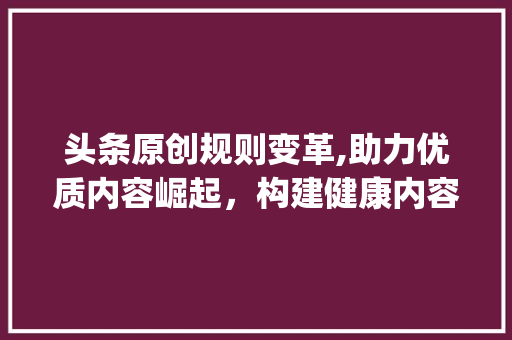 头条原创规则变革,助力优质内容崛起，构建健康内容生态(头条原创改规则) 头条原创规则变革,助力优质内容崛起，构建健康内容生态(头条原创改规则) 搜狗SEO