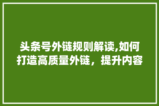 头条号外链规则解读,如何打造高质量外链，提升内容价值(头条号外链规则) 头条号外链规则解读,如何打造高质量外链，提升内容价值(头条号外链规则) 必应SEO