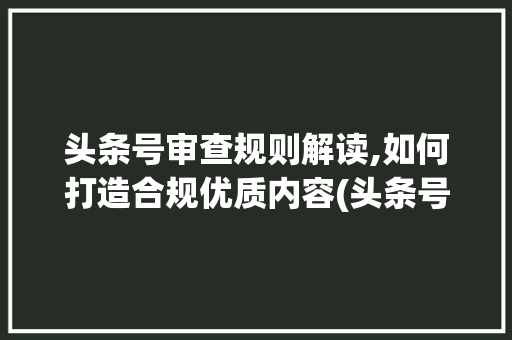 头条号审查规则解读,如何打造合规优质内容(头条号审查规则) 头条号审查规则解读,如何打造合规优质内容(头条号审查规则) 必应SEO