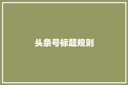 头条号标题规则 头条号标题规则 百度SEO