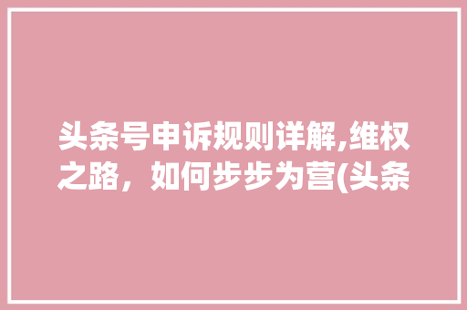 头条号申诉规则详解,维权之路，如何步步为营(头条号申诉规则) 头条号申诉规则详解,维权之路，如何步步为营(头条号申诉规则) 百度SEO
